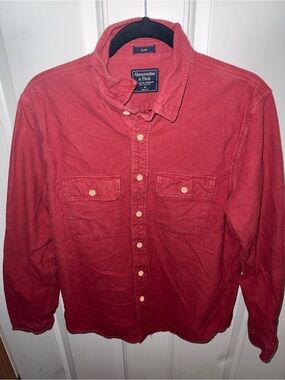 Abercrombie & Fitch - Red Men’s Button Up Shirt Slim Medium Great Quality